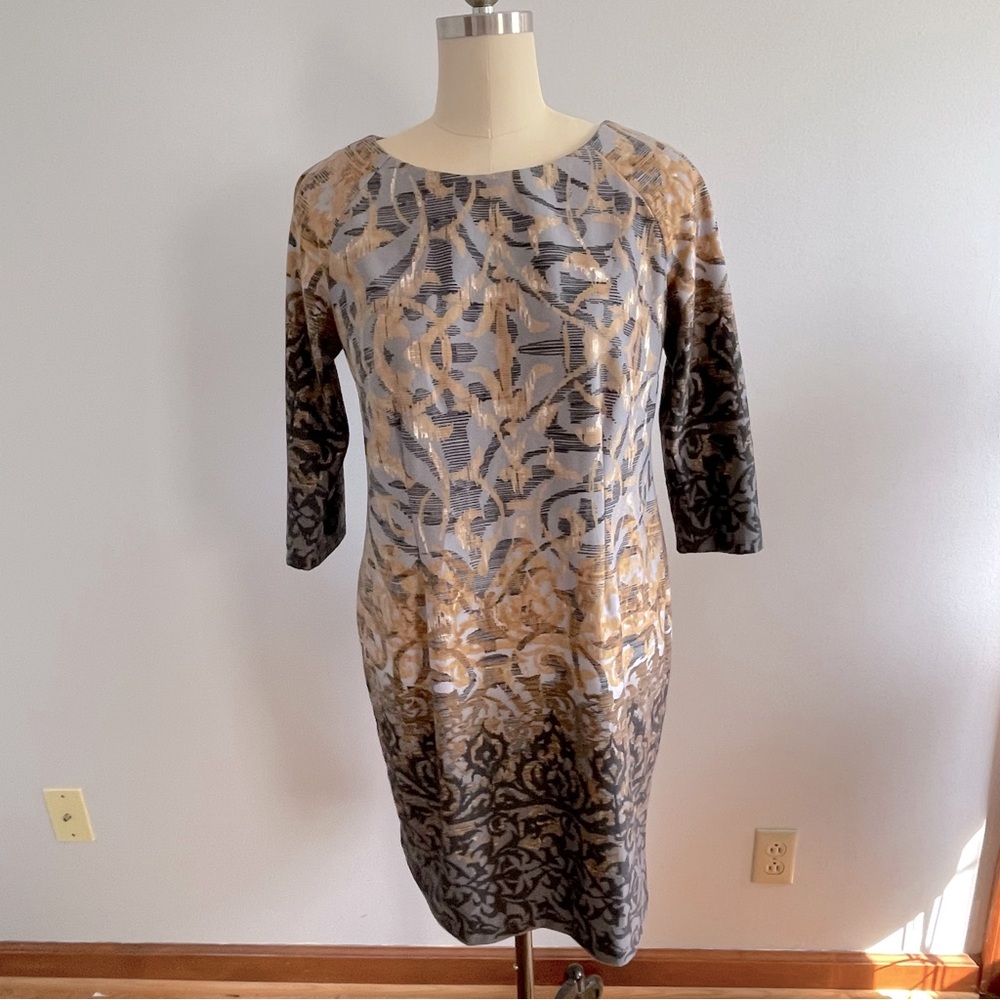 Rabbit Rabbit Rabbit Long Sleeve Dress - Gray and Gold